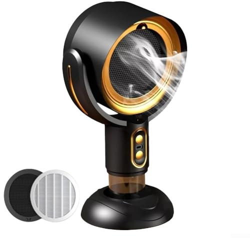 Ventilador de escape de escritorio ajustable con carga USB para una extracción eficiente de humo de aceite en la cocina del hogar y entornos al aire libre (negro dorado)