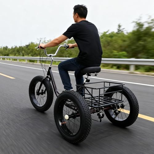 GplHAIN 20'' X 4'' Fatbike-Dreirad Für Erwachsene – 7 Gänge/Verstellbarer Sitz, Schneefahrrad, Cruiser-Fahrrad, Für Damen Und Herren, Urlaub, Ausflüge, Camping, Unterhaltung Red
