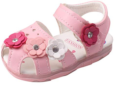 Zapatos de niña de flores de bebé sandalias niño niño LED luminoso bebé zapatos niños zapatos 27, Rosa., 23 EU