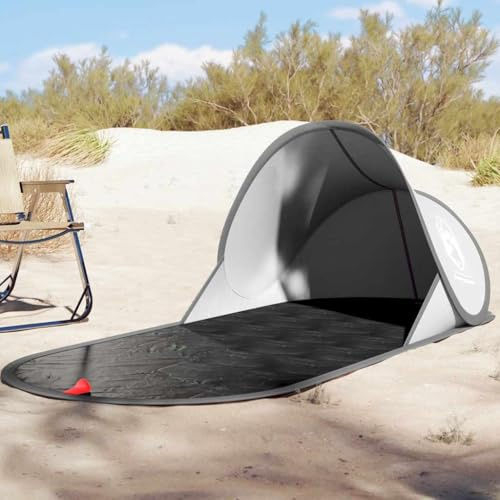 LoogCape Tienda de playa gris desplegable impermeable x poliéster 190T con revestimiento de poliuretano, refugio de playa, protección contra el viento, fácil de plegar, para camping, festivales