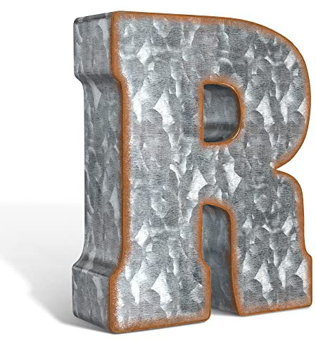 7 Galvanized Metal Letter R Wall Decor, 3D Metal Letters, Letter Décor