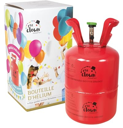 P'tit Clown - Bottiglia Elio monouso per palloncini - Facile da usare - Perfetto per tutte le occasioni - Palloncini non inclusi (30 palloncini)