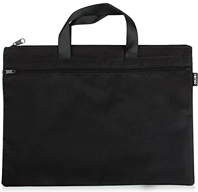 EQLEF Bureau Document Sac, Hommes Porte-Documents Classeur Portable A4 Fichier Zipper Sac Noir 1 Pièce