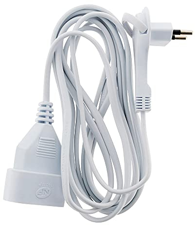 Zenitech - UnGrounded Förlängningssladd 2x 0.75mm² Med Slim Plugg - 3m NF Certifierad Elektrisk Förlängningssladd Med Barnsäkerhet - Vit Kabel - 3m