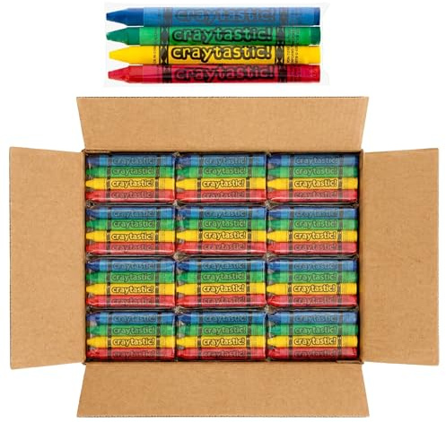 Craytastic! 75 Sets of 4-Packs in Cello (300 total Premium Bulk Crayons in Individual Packs) - Safety Tested & Non-Toxic - Restaurants, Birthday Party Favors, Schools, Crafts