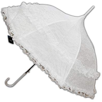 BRAUTSCHIRM Ø86cm Weiß Automatik Braut Hochzeit Schirm Stockschirm Sonnenschirm