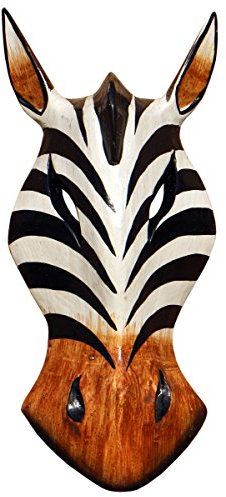 Schöne 20 cm Zebra Holz Maske Afrika Wandmaske Handarbeit Bali Maske73