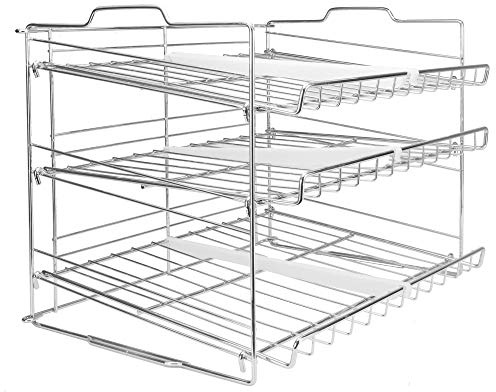 3 Tier Tin Can Rack Organiser | Stainless Steel Cupboard & Pantry Storage | 6 Adjustable Dividers | Removable Tiers | Kitchen Cabinet Can Holder | M&W