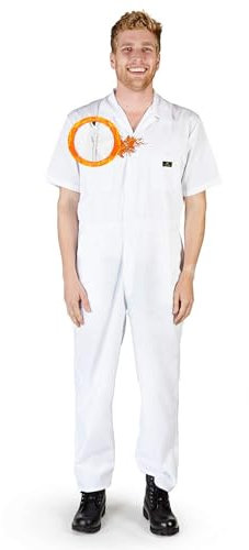 M&M SCRUBS Coveralls Workwear Men Short Sleeve Coveralls, White, X-Small