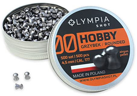 Olympia Shot Hobby Air Gun Pellets | .177 Caliber (4.5 mm) | Rounded Head for Target Shooting and Hunting | 500 Count
