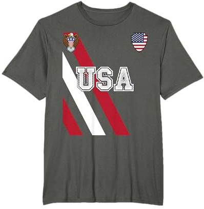 American Soccer Jersey USA Flag Football Ball July 4 Travel T-Shirt