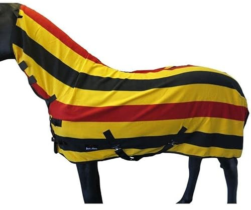 Horse Master Printed Cooler Fleece Rug - Pony Lightweight Breathable Travel Rug with Standard Neck - Protective Winter Riding Sheet for Fields Yard And Stable, YELLOW/FULL