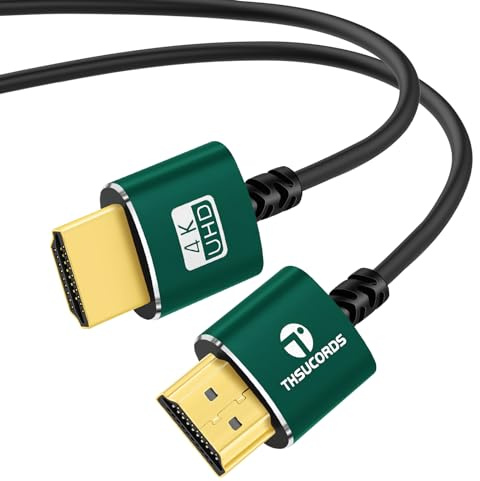 Thsucords Smal HDMI Kabel 1M, Ultramjuk och tunn HDMI till HDMI sladd extremt flexibel och smal HDMI Kabel stöder hög hastighet 4K@60Hz 18Gbps 2160p 1080p