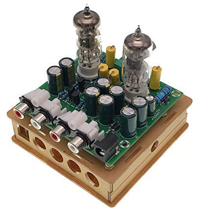 Lodokdre Le Plus RéCent 6J1 PréAmpli Une Lampes Carte Amplificateur Casque Ampli Une Valve Tampon Kits Bricolage (Carte Ampli de PréAmpli Une Tubes 6J1 + éLéMents Coque Transparents)