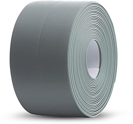 Nastro adesivo da parete in PVC bianco autoadesivo impermeabile per cucina, nastro sigillante per bagno, 3,8 cm, 3,2 m, colore: grigio