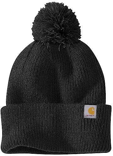 Carhartt Women's Knit Pom-Pom Cuffed Beanie, Black, One Size