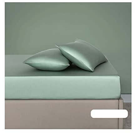 DMKD Luxus Satin Spannbettlaken Tencel-Seide 90x200cm bis 200x220cm Superweich und seidig 1000 Fadenzahl Spannbetttuch Bettlaken mit Gummizug (Color : Green, Size : 200x220+35cm)