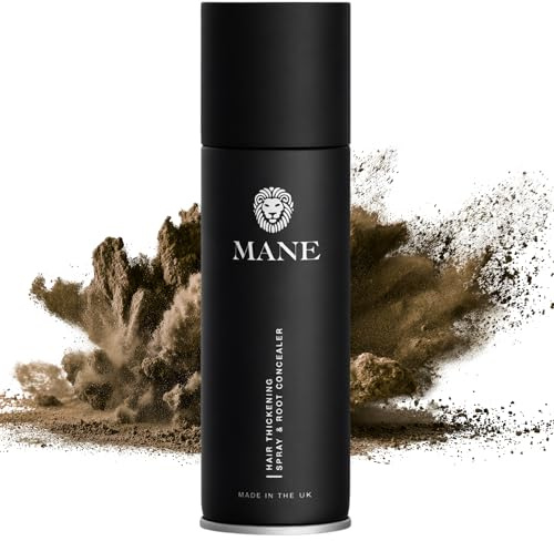 Mane Micro-Mineral Hair Thickening Spray & Root Touch Up Spray, Instant Volume & Root Cover Up for Thinning or Fine Hair, Lightweight Buildable Coverage for Men & Women, Light Brown, 200 ml