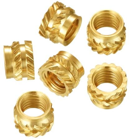 Qrity 100 Piezas Tuercas de Latón, Tuercas Moleteadas de Rosca, Tuercas Empotradas, Tuercas Roscadas de Latón, para Impresoras 3D, M4 x 6mm x 6mm