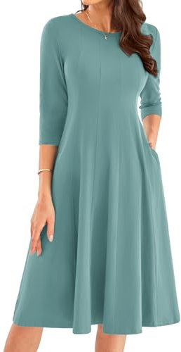 Wedding Guest Dresses for Women UK 3/4 Sleeve Formal A Line Prom Dresses Light Green Funeral Dresses Light Green M -10