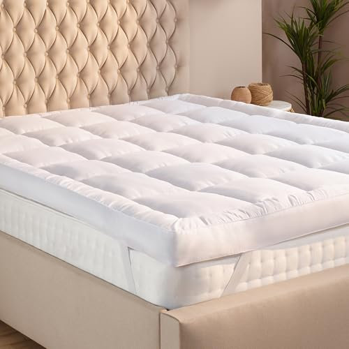 Slumberdown 10cm Extra Deep Mattress Topper Double Bed - Ultra-Soft Box Quilted Breathable Double Bed Topper | 2-Year Guarantee, Elasticated Straps, Non-Allergenic & Washable