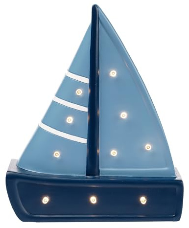 Lambs & Ivy Little Skipper Hand Painted Nautical Sailboat Table Top Lamp/Light