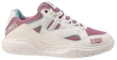 K-Swiss Tura Team Padel Chaussures de Tennis pour Femme, Blanc/Violet/Turquoise Pastel, 38 EU