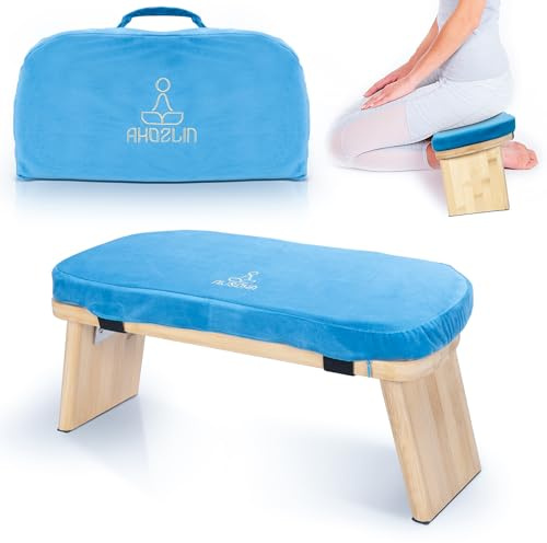 IPEB Banco de meditación plegable y ergonómico de bambú, taburete de meditación, banco de oración, taburete de yoga, taburete para sentarse y arrodillarse con cojín, apto para meditaciones, yoga,
