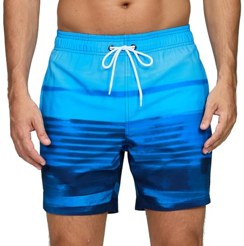 Bañador Hombre de Secado Rápido Impermeable Bañadores Largo, Traje de Baño para Natacion Piscina Corto Pantalones, Verano Shorts Hombre de Playa Arena Deportes M Rayas de Gradiente