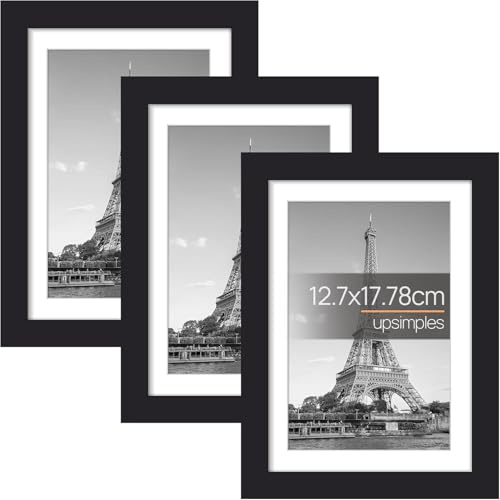 upsimples 3 Pack Frame, Picture Frames, Versatile Photo Frame, Black 5x7 | Ideal for Photos, Posters, Art Display, Certificates, Freestanding, and Wall Mountable, 12.7x17.78cm