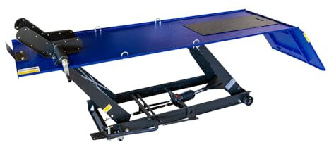 DeTec. Motorad, ponte sollevatore 450 kg, sollevatore motore con pedale, altezza massima 790 mm, blu