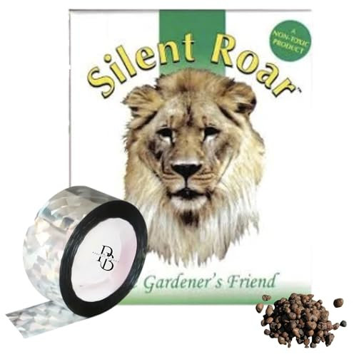Cat Deterrent Garden Kit, Silent Roar Lion Dung Pellets (500g) & Reflective Bird Tape (50m), Natural Cat Repellent to Stop Cats Pooping in Garden, Eco-Friendly, UK Approved