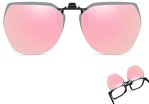 Wnddle Clip Polarisé Unisexe Sur des Lunettes de Soleil, Clip Solaire, Relevable et Ultra léger, pour Hommes Femmes pour la Conduite et Les Activités de Plein air (Rose)