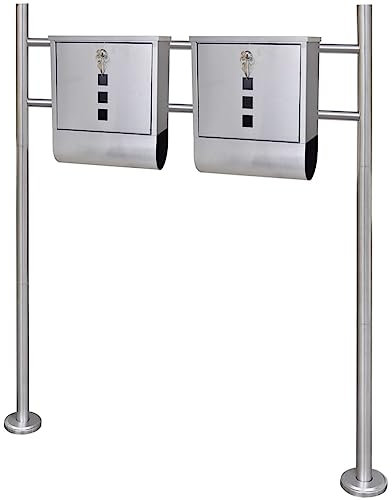 Buzón doble en soporte de acero inoxidable para decoración del hogar y el jardín