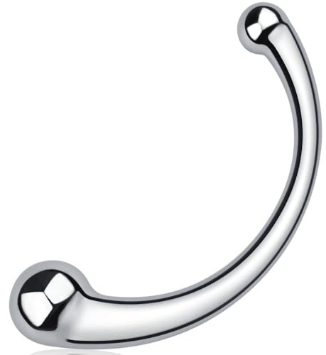 Dildo a doppia estremità in acciaio inossidabile da 7,8 pollici, sex toy con estremità curve di diverse dimensioni per uomini,donne,coppie,stimolazione punto G,massaggiatore prostatico