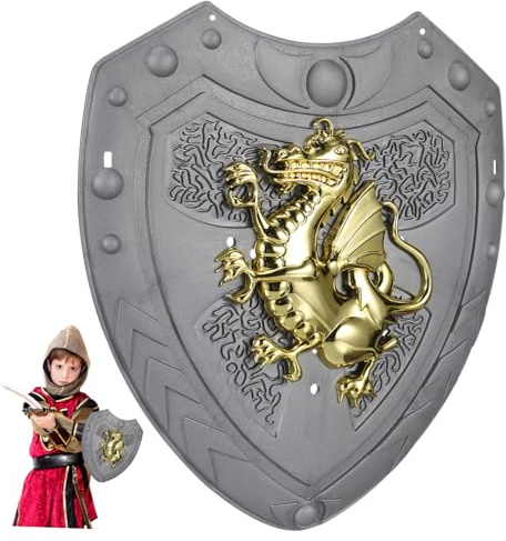 Didiseaon Kids Knight Shield: Dragon-Shaped Shield Toy Silver Cosplay Prop for Parties Stage Performances Creative Photo Prop for Boys Girls for Halloween Theme Events