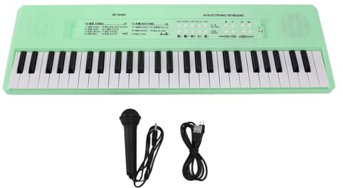 54 Nyckel Electronic Piano -tangentbord med trådbunden mikrofoninspelningsfunktion Multifunktion Musikleksak för barn Portabel säker och hållbar design (Grön)