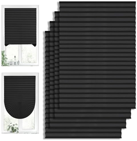 HOVCEH 4 Pack Temporary Blinds, 90 * 180 cm Stick on Blinds for Windows, Conservatory Blind, Easy to Cut and Fit, No Drillblinds for Windows, Home, Bedroom, Bathroom(Black)