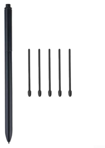 Feeshoppher EMR Styluspenna för 2 med 4096 tryckkänslighet lutningsfunktion radergummi palm avvisning 5 utbytbara spetsar, svart digital ritning skrivverktyg för konstnärer (svart)