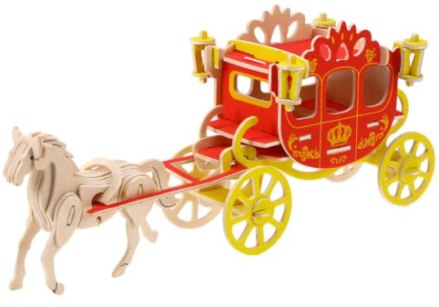 IMUSINICE Puzzle Décoration pour Système D’emboîtement Unique 3D en Bois DIY Modèle Carrosse Royal Facile à Assembler et Jeu Éducatif Adultes et Garçon et Filles