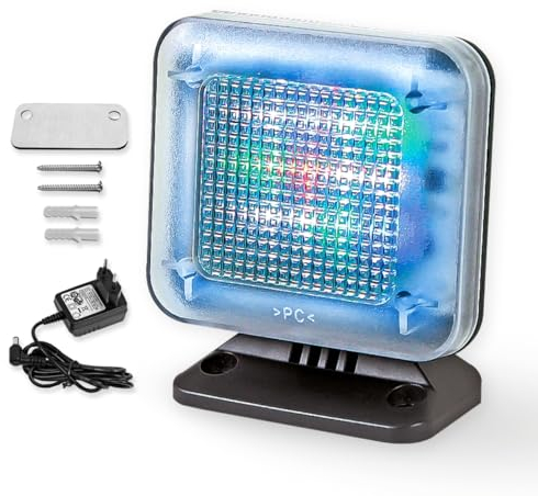 WALTER TV-Simulator, Bildschirm-Simulator, kraftvolle und sparsame LED-Lichter, hohe Sicherheit, einstellbare Laufzeit EIN/4h/7h, sehr realistisch, Einbruchsschutz, Fake-TV