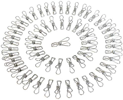 Qualsen Wäscheklammern Edelstahl Klammern Wäsche 100 Stück Wäscheklammer Stabil Metallklammern Kluppen Stoffklammern Handtuchklammern Stoffklammern Sockenklammern Für Waschmaschine Trockner(Silbrig)