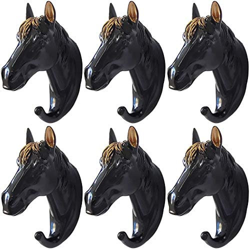 Kreativer Pferdekopf Klebriger Haken, Keine Notwendigkeit, Klebehaken Zum Aufhängen Zu Stanzen, Klebrige Kleiderbügel Für Die Decke, Kann 5 Kg Tragen ( Color : Black Gold*6 , Size : 3.8*8*12cm )