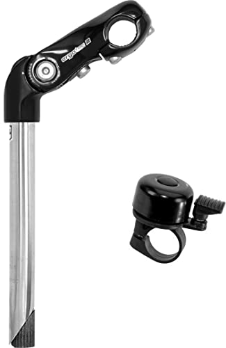 Ergotec Lenkervorbau Klemmung 25,4 mm Kobra Vario Tube Edelstahl verstellbar -10° bis +50° Lenker Vorbau 25,4-110/300 mm inkl. Fahrradglocke