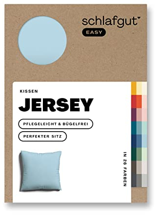 Schlafgut Easy Jersey Kissenbezug 80x80 cm Blue Light mit 100% Baumwolle, superweicher & atmungsaktiver Kopfkissenbezug