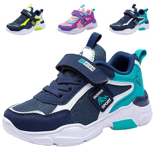 PHMNZIP Kinder Schuhe Jungen 33 Turnschuhe Sneaker Mädchen Sportschuhe Leicht Laufschuhe Hallenschuhe Outdoor Atmungsaktiv Fitnessschuhe Basketballschuhe Jungenschuhe Unisex Blau