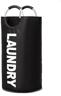 Kono 68L Large Laundry Basket, Collapsible Laundry Bag, Freestanding Tall Clothes Hamper, Foldable Washing Bin (Black)