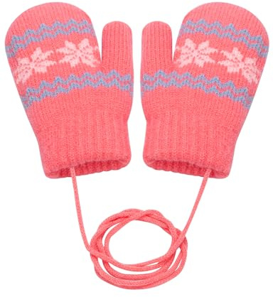 Becellen Manoplas Invierno Bebé, Cálidos Forro Polar Guantes Punto Elásticas Colorful Manoplas con Cuerda para 0-3 Años Niños Niñas
