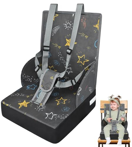 Aufun Sitzerhöhung Stuhl, Abwaschbar Boostersitz Kind, Reisehochstuhl für Babys und Kleinkinder, Bequemes Schwammpad, Flexible Sitzerhöhung für zuhause und unterwegs (Grau)