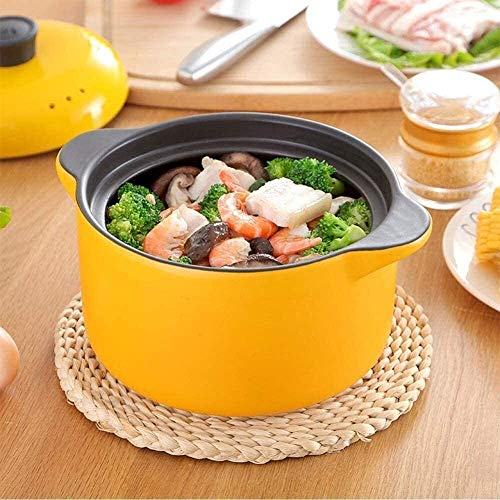 Olla de barro Olla de estofado de cerámica Cazuela Olla Esmaltada Cazuela de hierro fundido Cazuela de horno holandés con tapa - Saludable y sin decoloración (Color: 1)